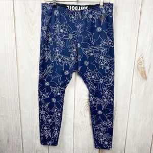 NIKE Navy Blue/White Floral Leggings - Large